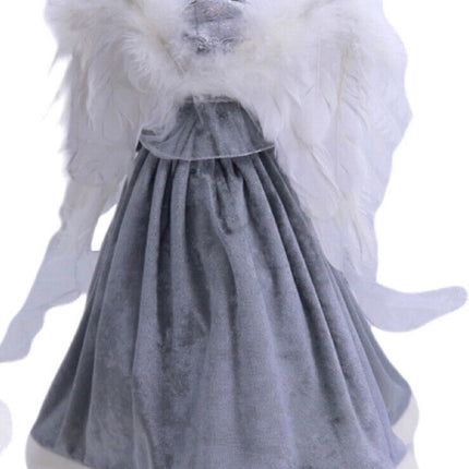 Ashland Faux Fur Angel Tree Topper - Gray Silver White