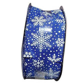 Christmas Wired Jumbo Ribbon 2.5in x 80ft Snowflakes
