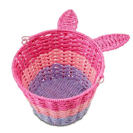 Easter Pink Paper Bunny Ear Basket, 9 in x 14.5 in, by Way To Celebrate