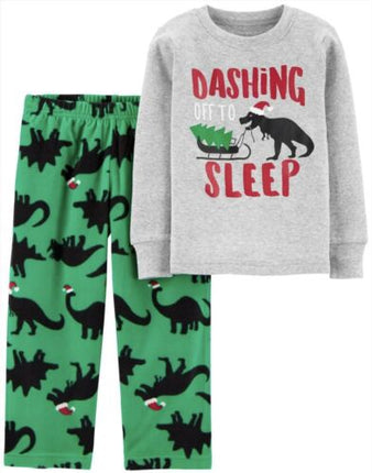 Carter's Boys' Dinosaur Fleece Pajamas, Gray 2T