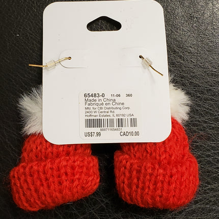 Red Knit Hat Holiday Earrings by Claire's