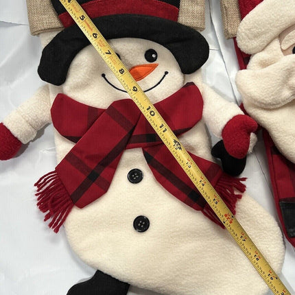 18" Red Plaid Snowman Christmas Stocking