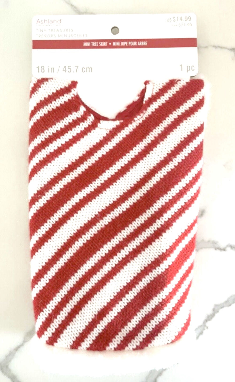 18" Red & White Striped Mini Christmas Tree Skirt