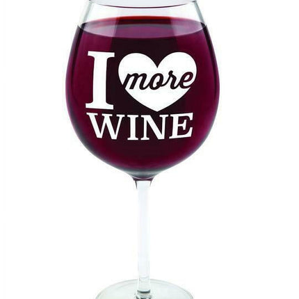 I Love More Wine Glass – XL 10in Hand Blown Glass