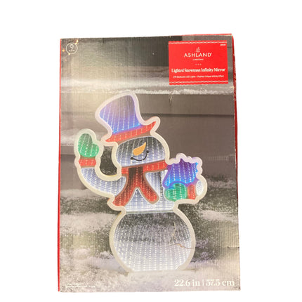 Ashland Christmas Lighted Snowman Infinity Mirror 22.6in