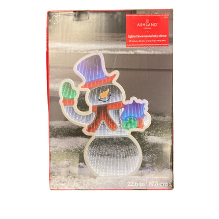 Ashland Christmas Lighted Snowman Infinity Mirror 22.6in