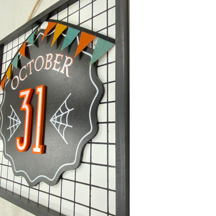 Ashland Wooden Halloween October 31 Wall Plaque Decor 13.5" X 13.5" X .5