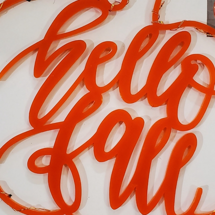 Pre-Lit Pumpkin 11"x10" - 21 LED Hello Fall Wall Sign