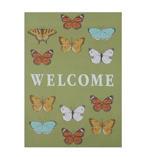 Butterfly Welcome Polyester Garden Flag 12"x18"