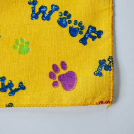 USA-Made 100% Cotton Yellow Paw Bandana 22x22