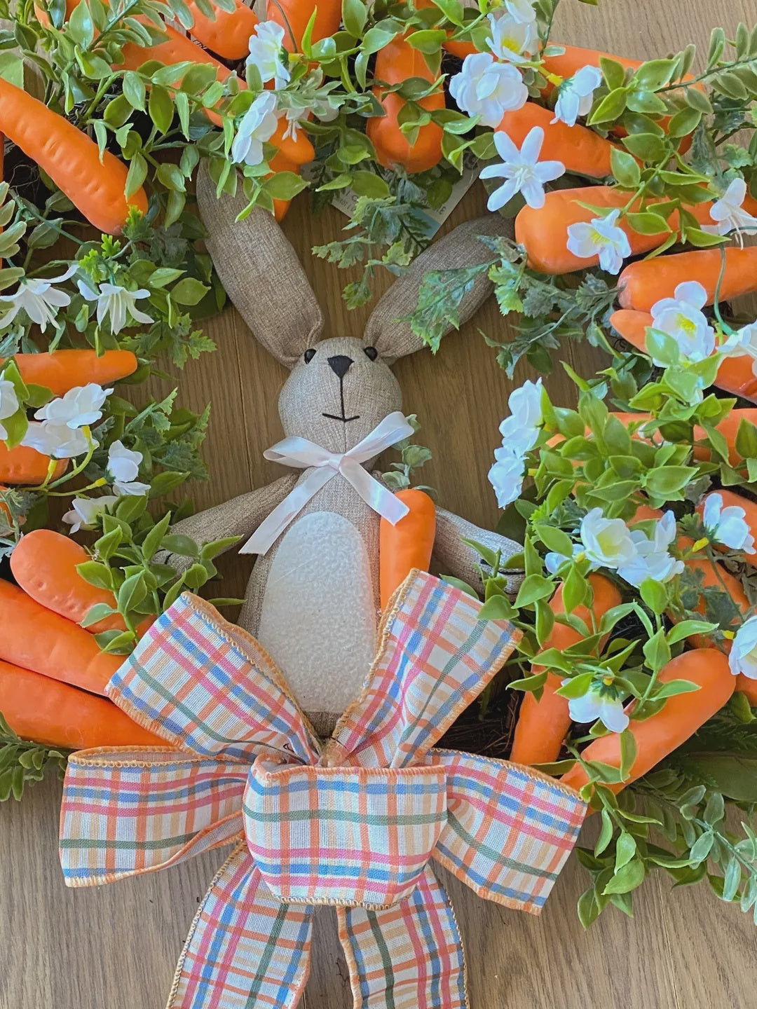 24" Easter Carrot Wreath with Bunny Decoration