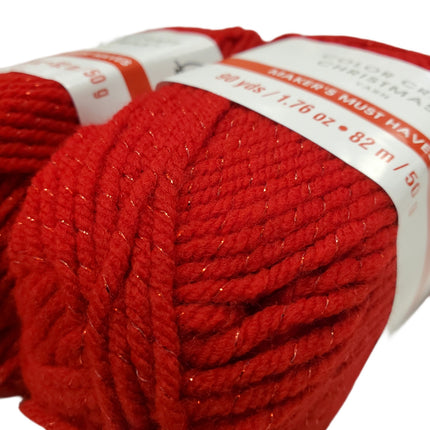 Red Sparkle Christmas Yarn 90 Yards - Crafts