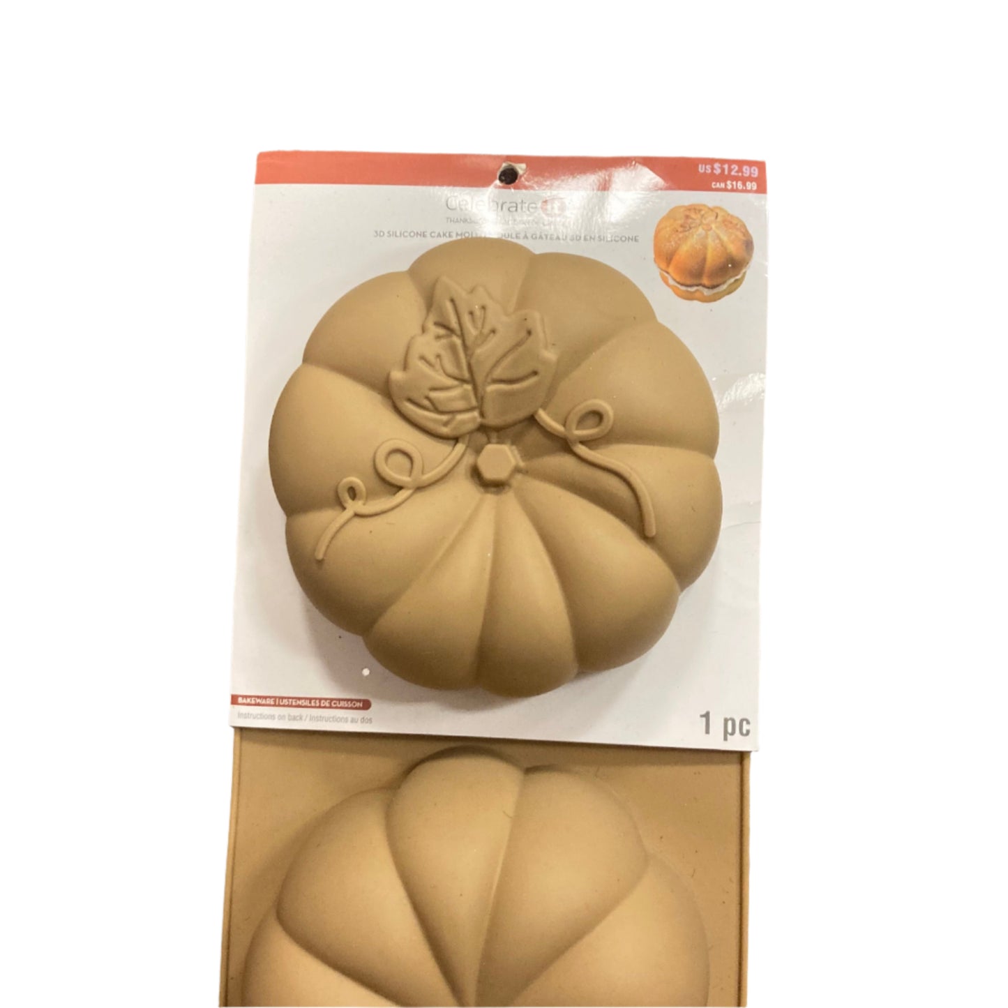 Celebrate it Thanksgiving Silicone 3D Pumpkin Shaped Cake Mold 6in