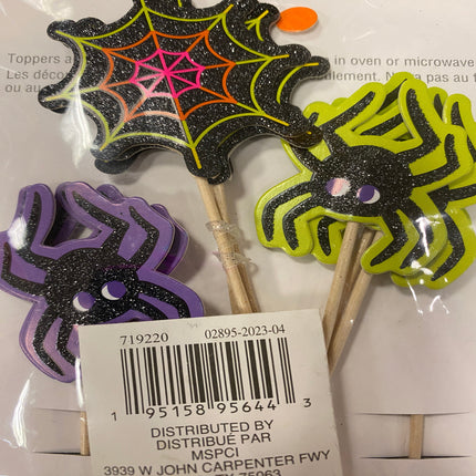 Halloween Spider Cupcake Toppers - Set of 6