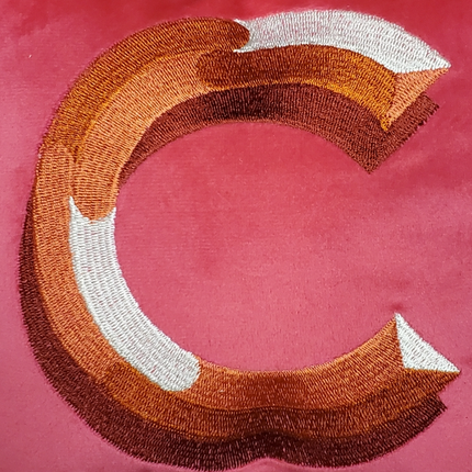 Monogrammed Ashland Pink Velour Spring Pillow With the Letter "C" 8 in. x 8 in.