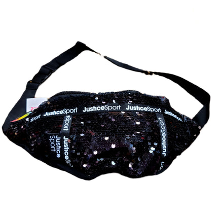 Justice Fanny Pack Sports Girls Black Flip Sequin Fanny Pack