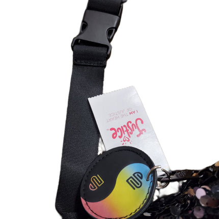 Justice Fanny Pack Sports Girls Black Flip Sequin Fanny Pack