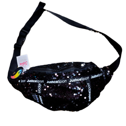 Justice Fanny Pack Sports Girls Black Flip Sequin Fanny Pack