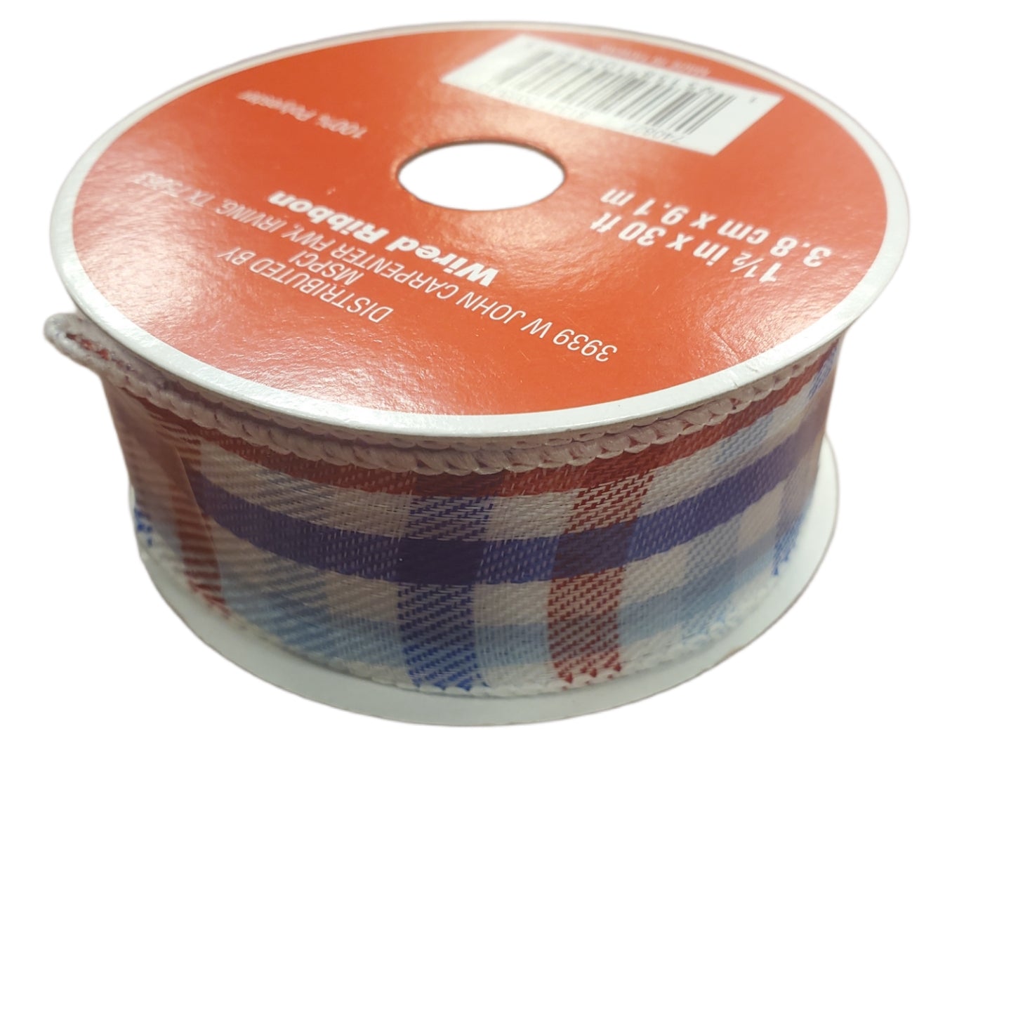 Ribbon, Wired, 1.5 in X 30 ft, Red White Blue