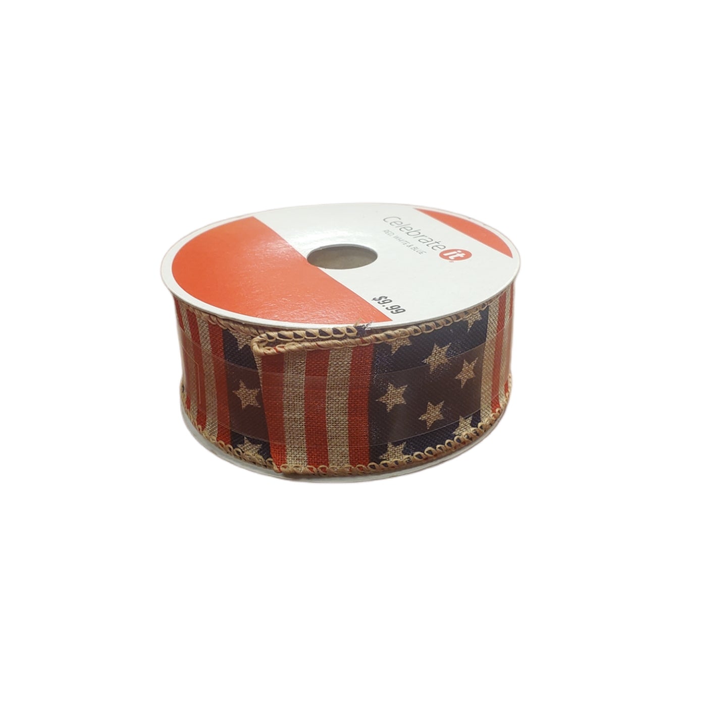 Ribbon, Wired, 1.5 in X 30 ft, Red Brown Blue