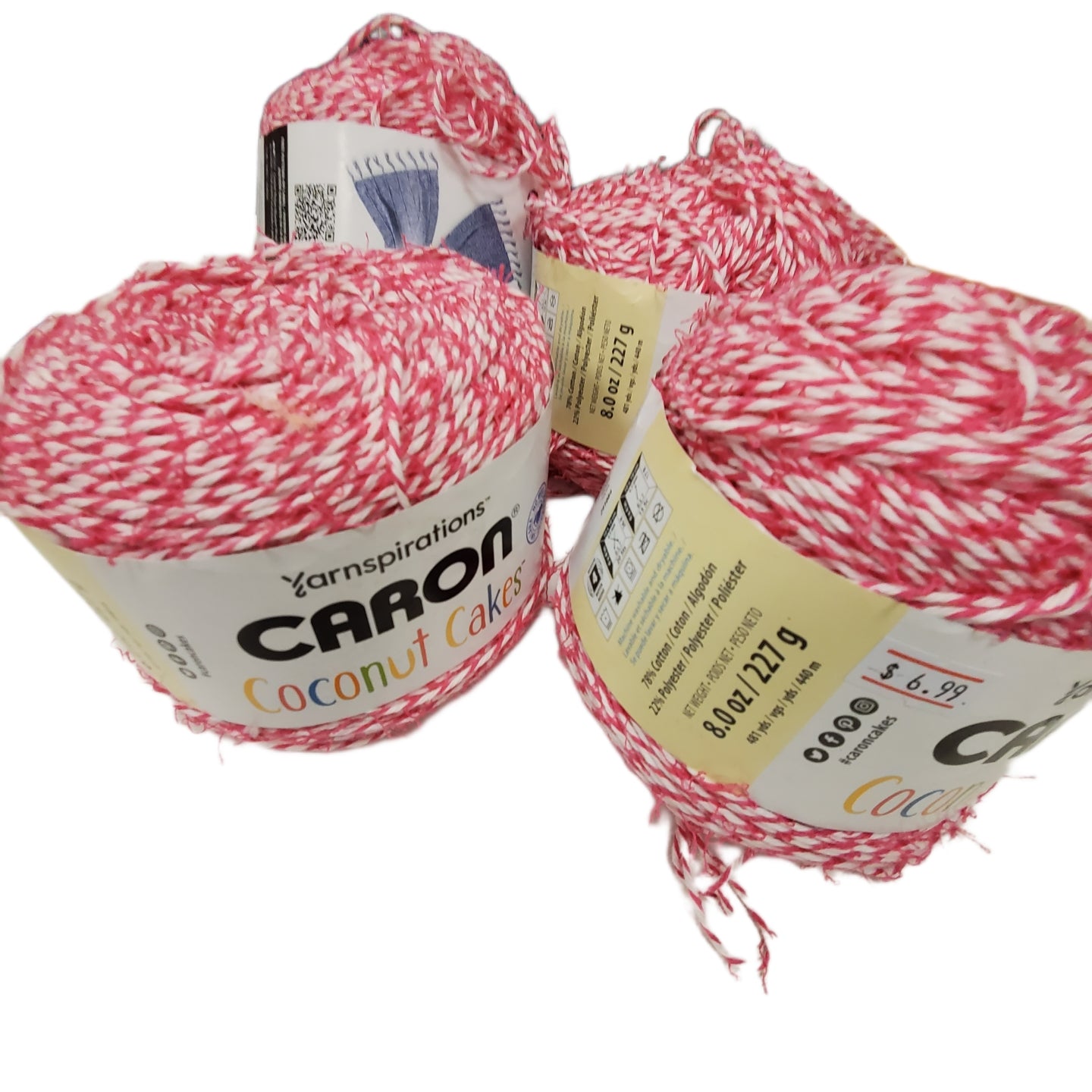 Caron Coconut Cakes Yarn 8oz 481yds – Pink White
