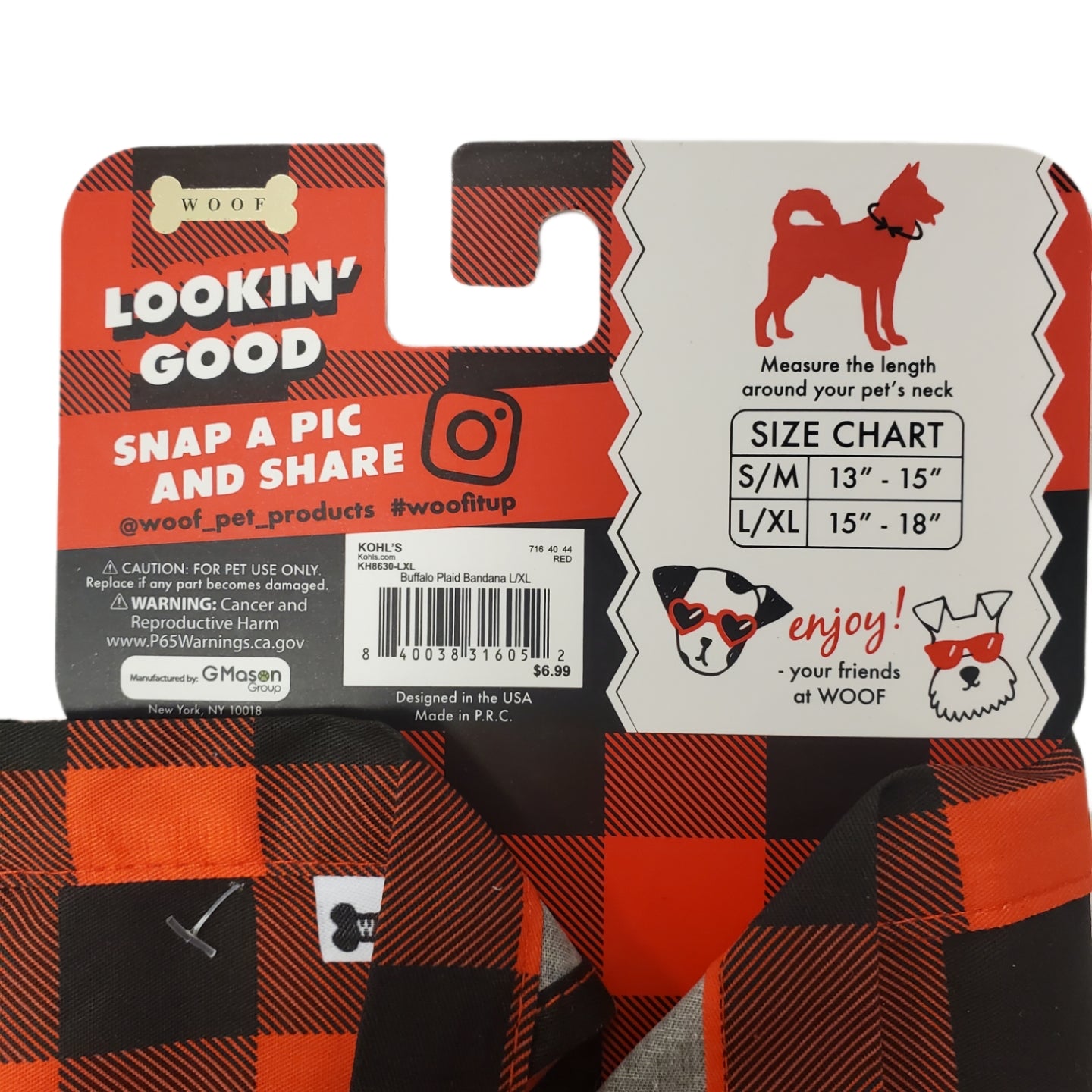 Pet Bandana by Woof L/XL 15" - 18"