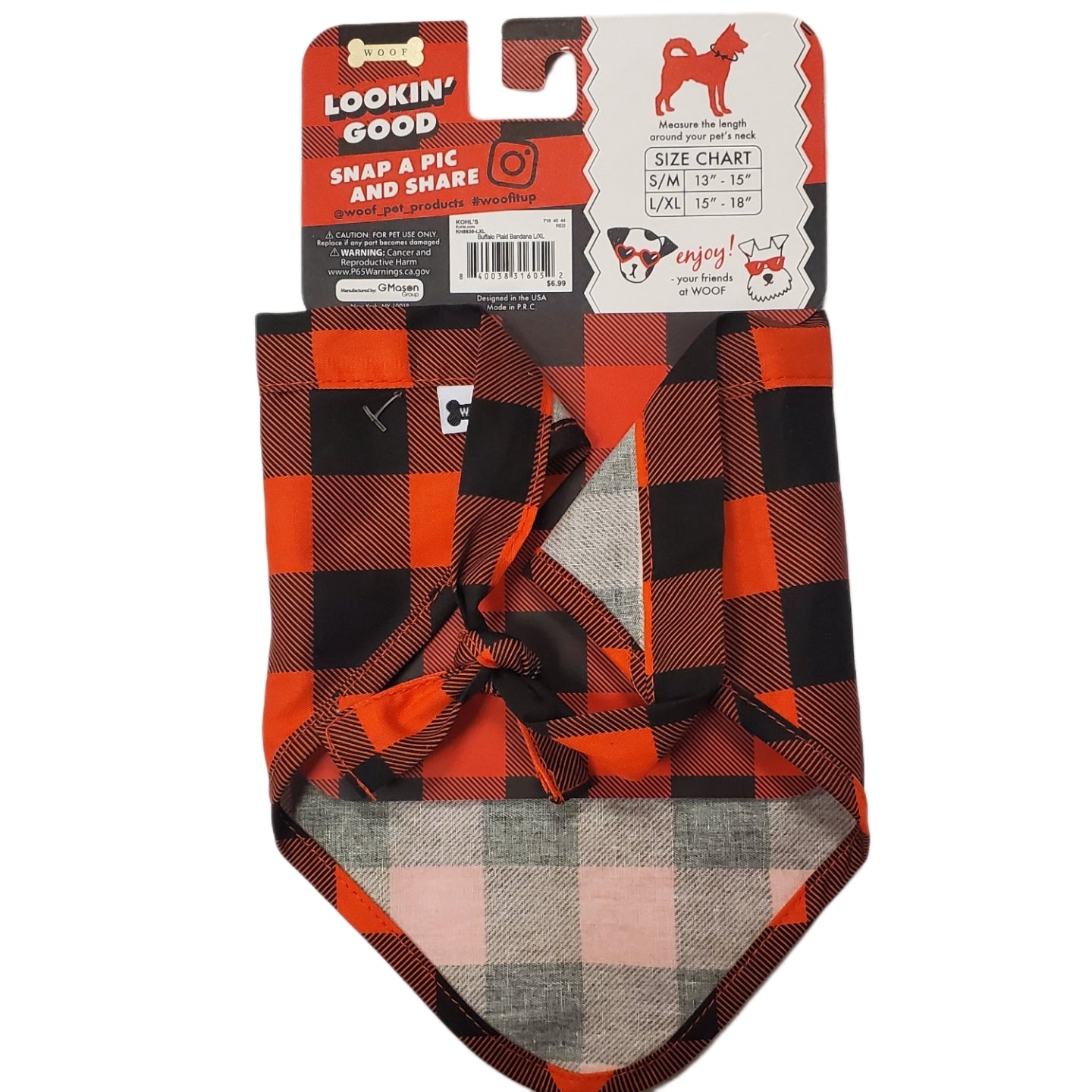 Pet Bandana by Woof L/XL 15" - 18"