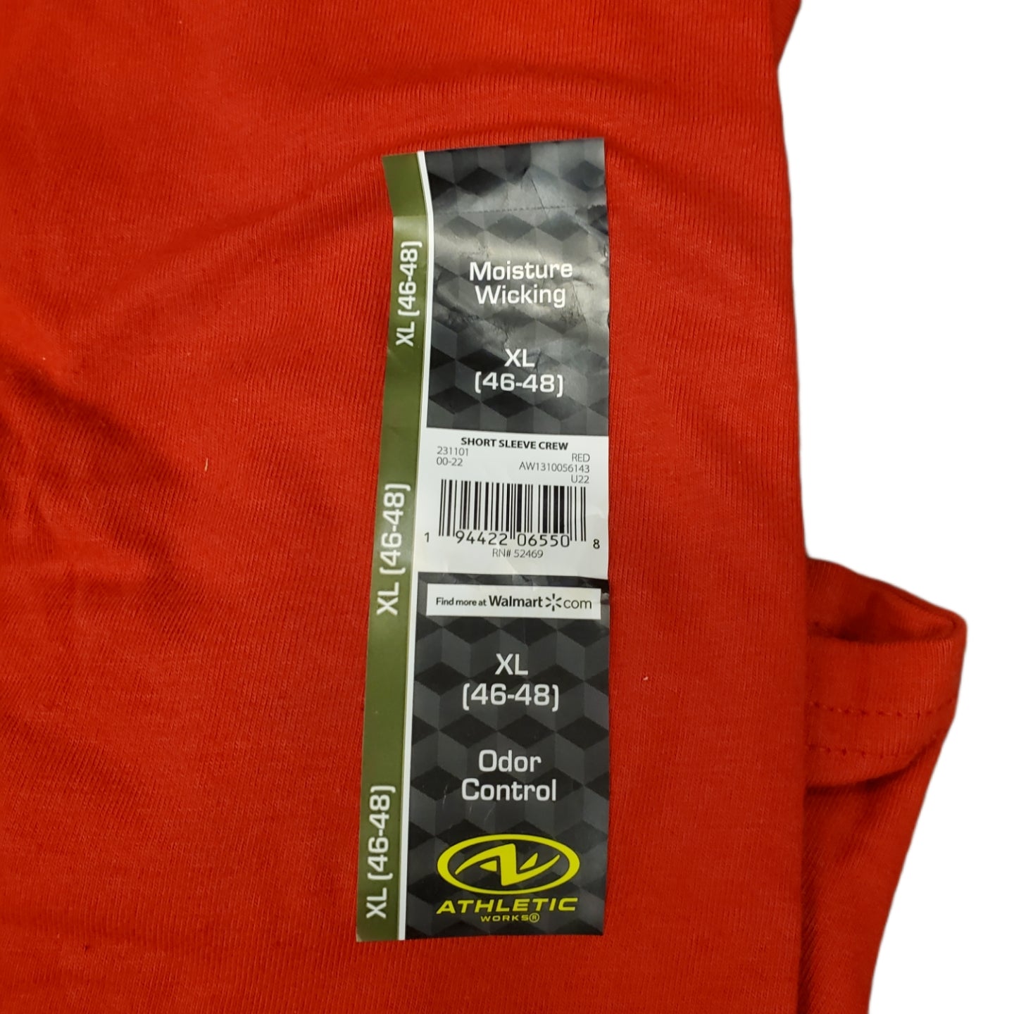 Athletic Works Crew Neck Short Sleeve Red T-Shirt XL 46-48