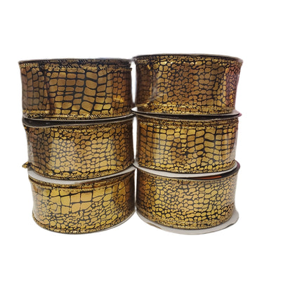 Gold & Black Halloween Wired Ribbon 1.5" x 25ft Celebrate It