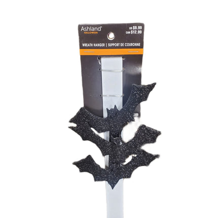 Wreath Hanger 3 Bats on White, Metal with Padded Back Door Protector 15 inches