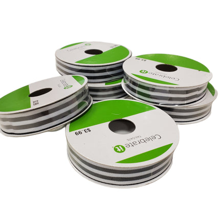 Ribbon Celebrate It Tailgate 5/8 in X 12 ft Black & White Stripes