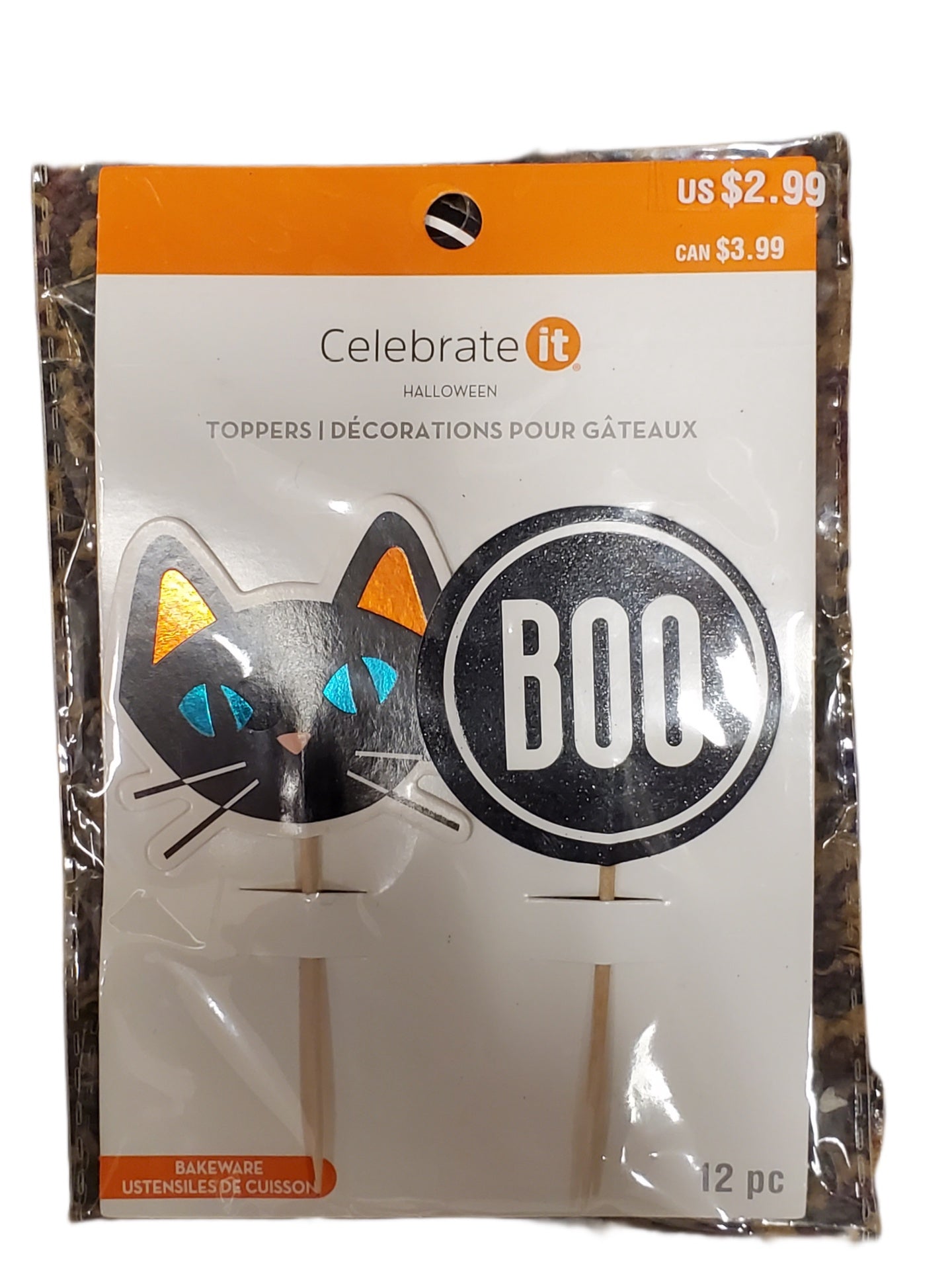 Halloween BOO & Cat Cupcake Toppers - 12pc Set