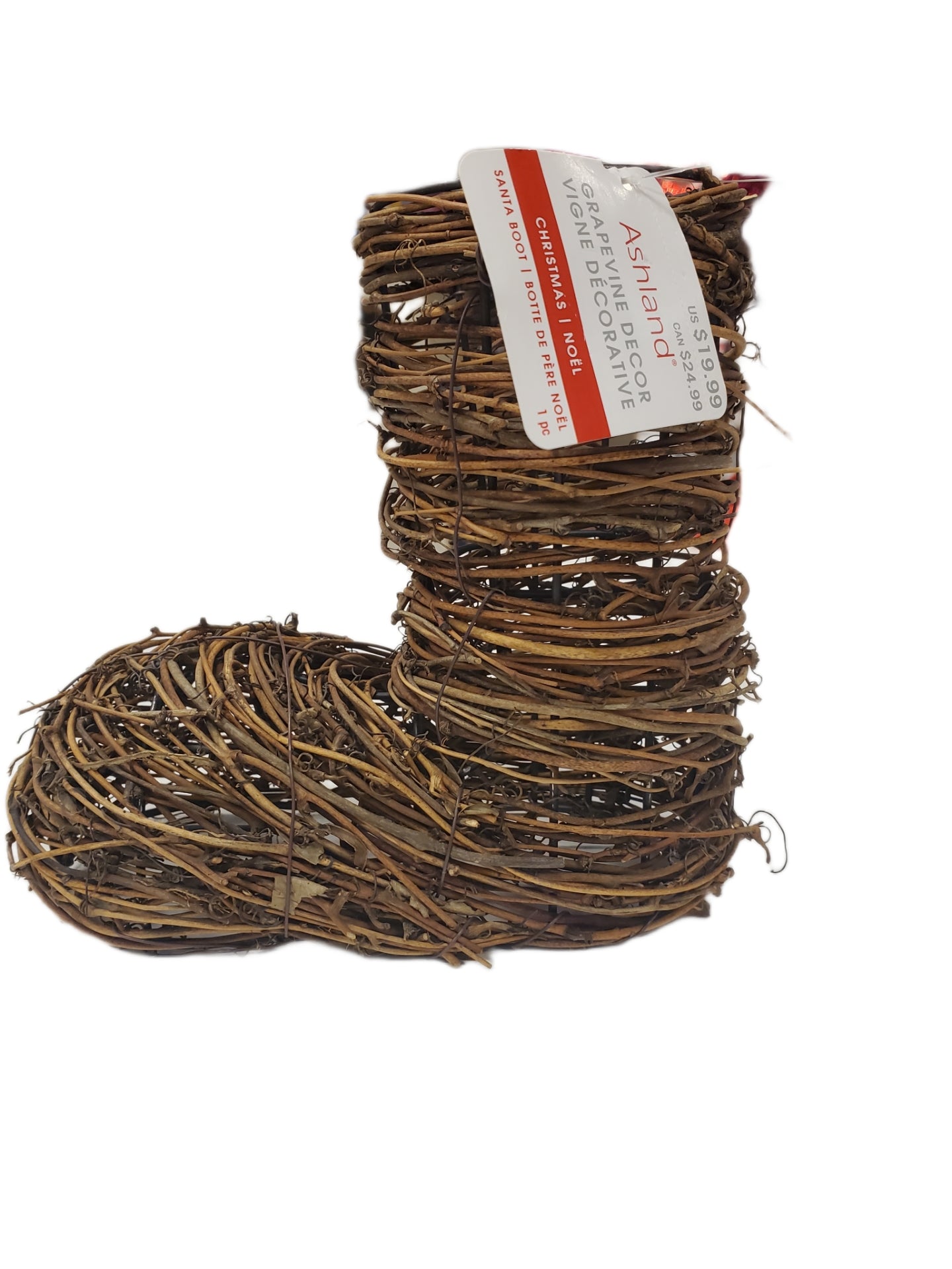 Ashland Grapevine Santa Boot Decor