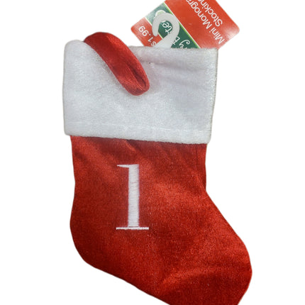 Merry Brite Monogram Mini Stocking 7x5in – Number "1"