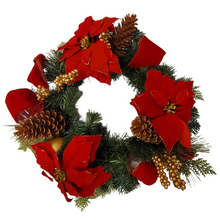 Premium Floral Christmas Poinsettia and Gold Accent Wreath by Ashland Decor