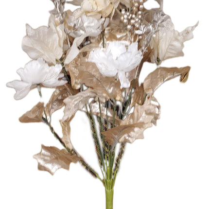 21" Ashland Christmas Decor Spray: White, Silver & Gold