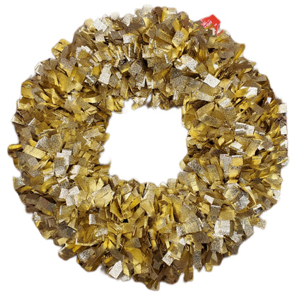 HOLIDAY TIME TINSEL WREATH GOLD 20"