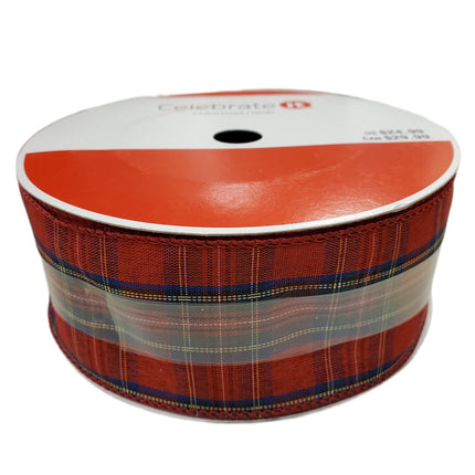Jumbo Plaid Wired Christmas Ribbon 2.5in x 80ft