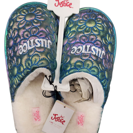 Justice Girls Slip-on Scuff Flower Slippers