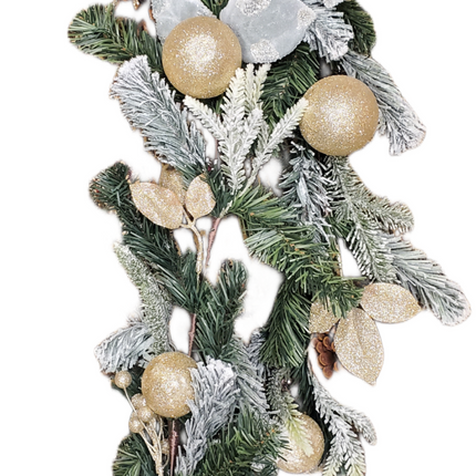 Snowy Pine & Red Berries Christmas Garland