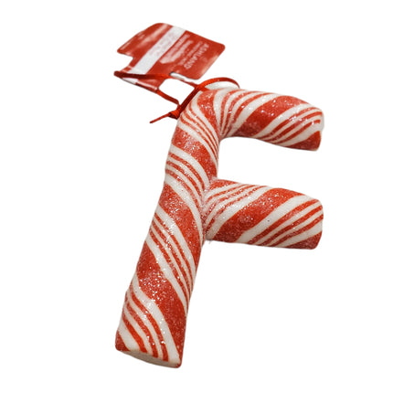 Candy Cane Letter F Ornament - Holiday Decor