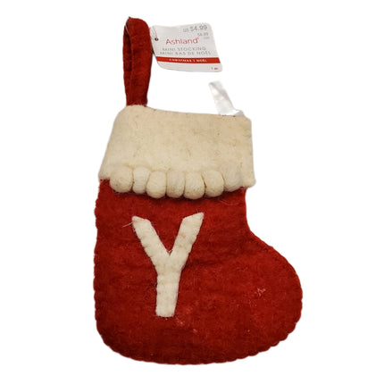Ashland Red and Cream Mini Christmas Stocking with Letter "Y"