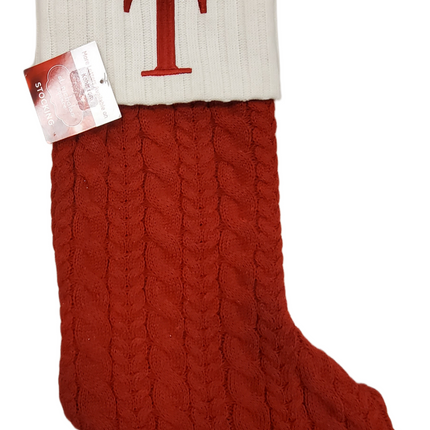 St. Nicholas Red Cable Knit Stocking – Letter T