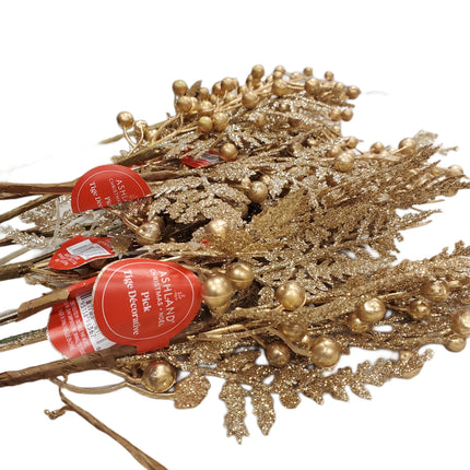 Gold Glitter Christmas Pick/Spray 16" - Ashland