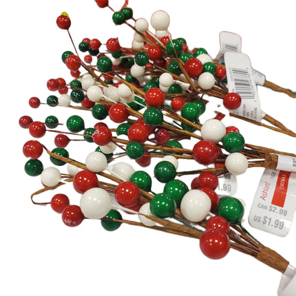 Christmas Decorative Spray - Red, White, Green Balls