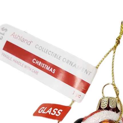 Ashland Glass African Santa and Globe Christmas Ornament Collectible