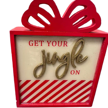 Get Your Jingle On Wooden Table Top Decor 9in