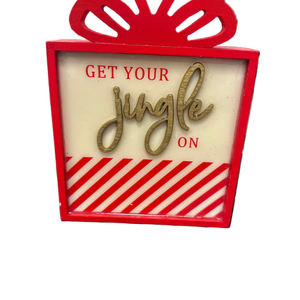 Get Your Jingle On Wooden Table Top Decor 9in