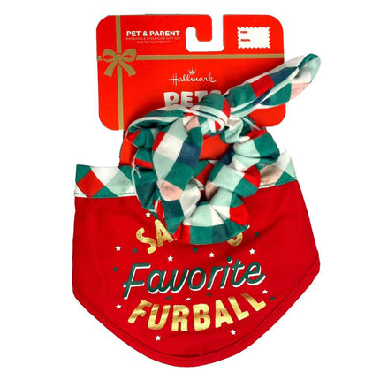 Hallmark Pets Santa's Favorite Furball Bandana and Hair Tie 2-piece Set