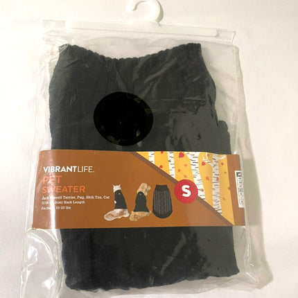Vibrant Life Cable Knit Pet Sweater Small – Black NEW